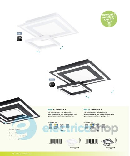 Led-панель EGLO SAVATARILA-C 99312 с пультом ДУ