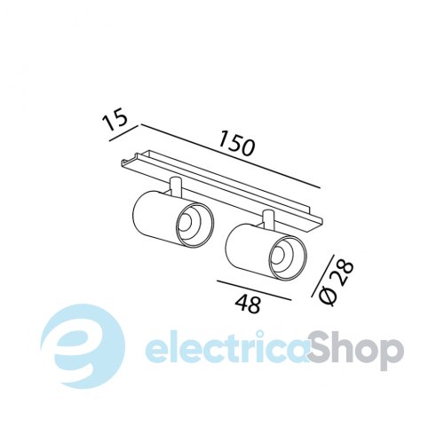 Магнитный трековый светильник LTX MINI LINE42 TUB XS A X2 прожекторный белый (07.2848.7.930.WH)