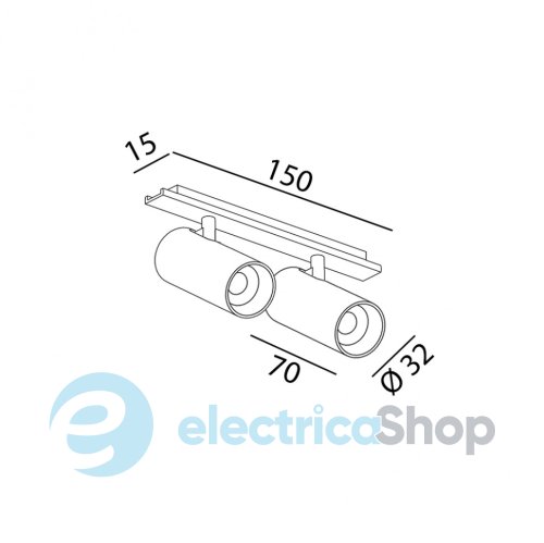 Магнитный трековый светильник LTX MINI LINE42 TUB S A X2 прожекторный белый (07.3270.10.930.WH)