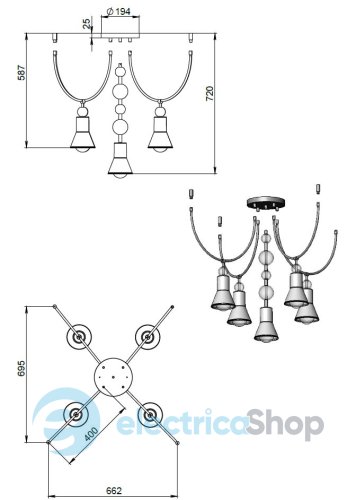 Люстра PikArt ARCH 5U 23665-2 coral