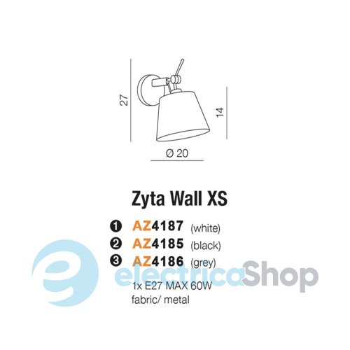 Бра Azzardo Zyta Wall XS BK/GO Grey AZ4186