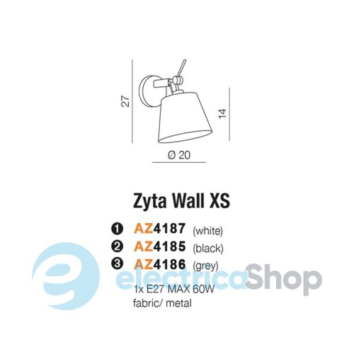 Бра Azzardo AZ4187 Zyta Wall XS BK/GO White