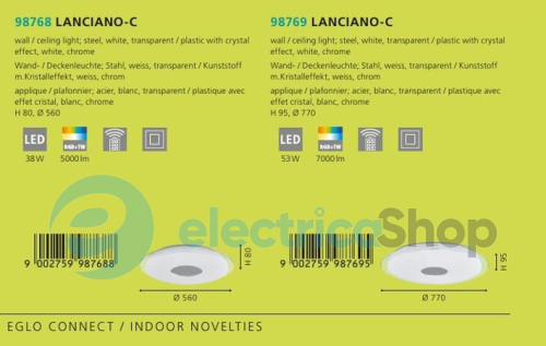 Светильник Eglo 98769 LANCIANO-C LED с пультом ДУ
