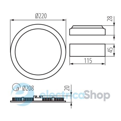 Cветильник точечный Kanlux ROUNDA V2LED18W-WW-W 28935 downlight