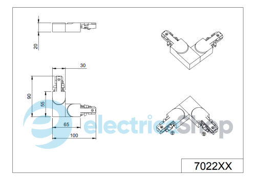 Конектор кутовий TRIO DUOLINE 702231 двофазний