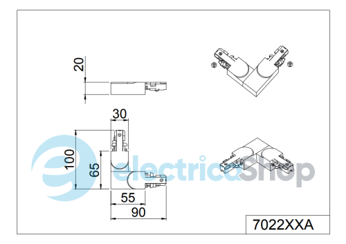 Конектор кутовий TRIO DUOLINE 702231A двофазний