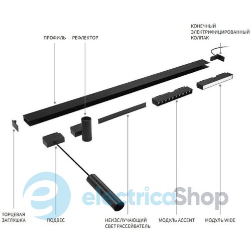 Крепление для подвесного монтажа Ideal Lux ARCA 276366 KIT SINGLE STEEL CABLE 2 МT