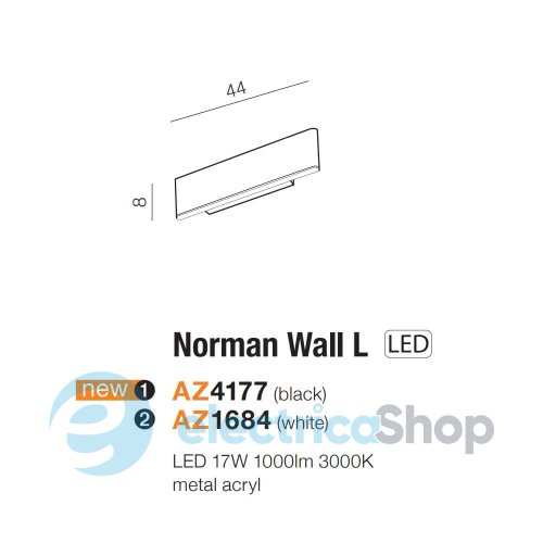 Настінний світильник Azzardo NORMAN Wall L White AZ1684