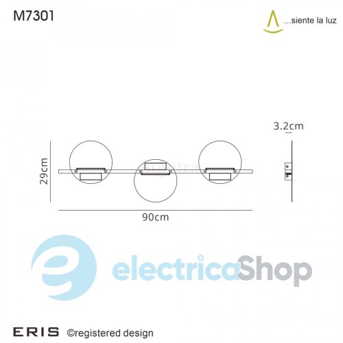 Настенный светильник Mantra ERIS 3 LIGHT WALL LAMP 24W LED 7301