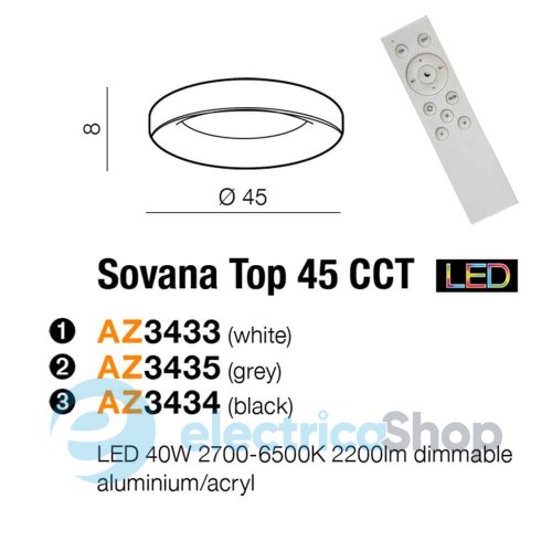 Потолочный светильник Azzardo Sovana AZ3435 TOP 45 CCT Grey