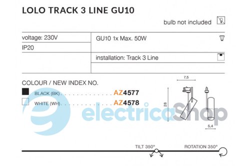 Трековий світильник AZzardo LOLO TRACK 3 LINE GU10 BK AZ4577