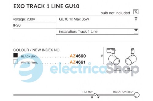 Трековий світильник AZzardo EXO TRACK 1 LINE GU10 BK AZ4660
