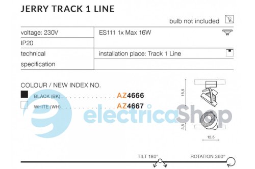 Трековий світильник AZzardo JERRY TRACK 1 LINE WH AZ4667