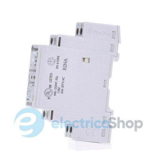 Контактор 1NO+1NC 25A 220-240В AC/DC AgSnO2 мех.индикатор + LED; защита кат., DIN, 17.5мм