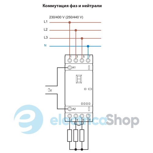 Контактор 2NO+2NC 25A 24В AC/DC AgNi мех.индикатор + LED; защита кат., DIN, 35мм