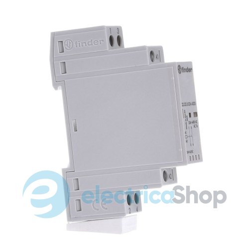 Контактор 2NO 25A 12В AC/DC AgSnO2 мех.индикатор + LED; защита кат., DIN, 17.5мм