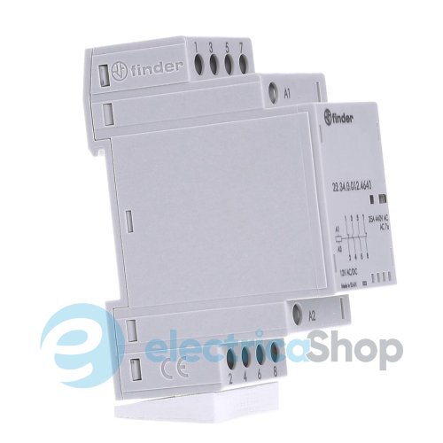 Контактор 2NO+2NC 25A 220-240В AC/DC AgNi мех.индикатор + LED; защита кат., DIN, 35мм