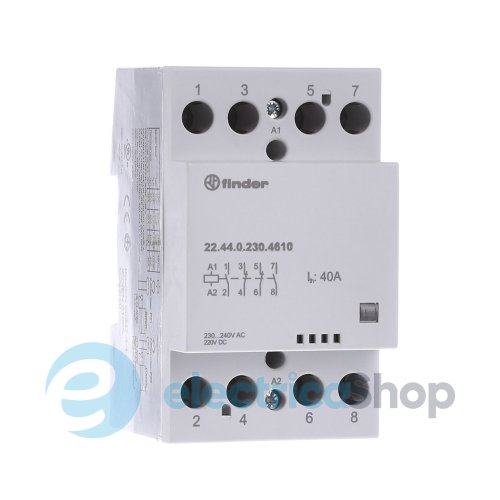 Контактор 2NO+2NC 40A 220-240В AC/DC AgSnO2 мех.индикатор; защита кат., DIN, 53.5мм