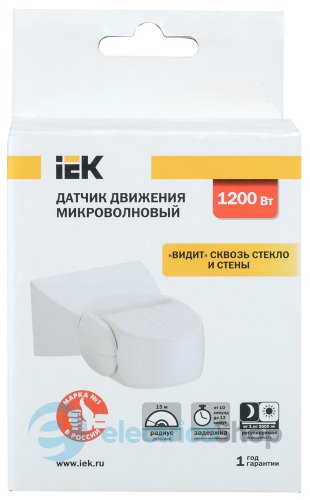 Датчик движения ДД-МВ 501 1200Вт, 180°, 15м, IP65 UEK белый