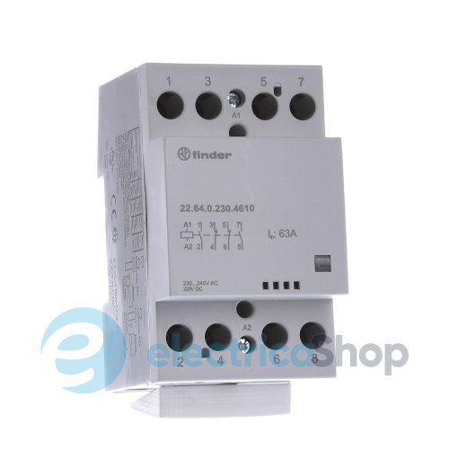 Контактор 2NO+2NC 63A 220-240В AC/DC AgSnO2 мех.индикатор; защита кат., DIN, 53.5мм