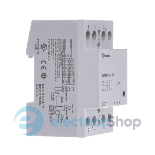 Контактор 3NO+1NC 40A 220-240В AC/DC AgSnO2 мех.индикатор; защита кат., DIN, 53.5мм