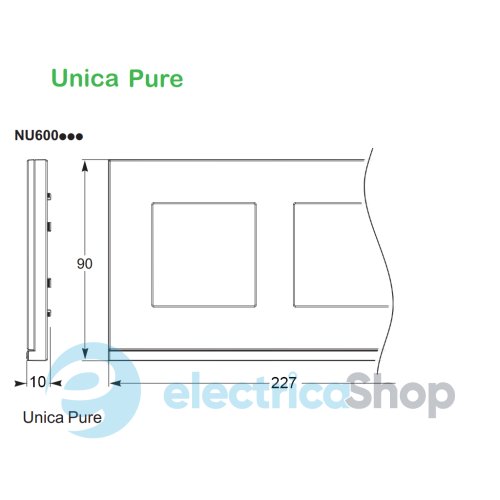 Рамка 3-постова UNICA PURE, горизонтальна, біле скло/білий