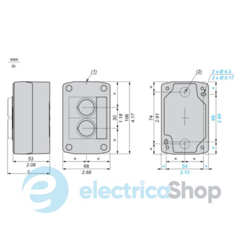 Порожній світло-сірий кнопковий пост, 1 отвір Harmony XALE Schneider Electric XALE1