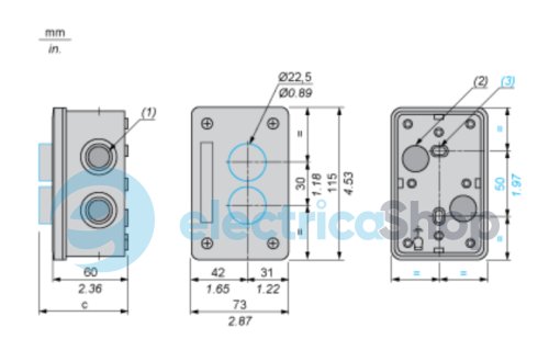 Пустой светло-серый кнопочный пост, 2 отверстия Harmony XALE Schneider Electric XALE2