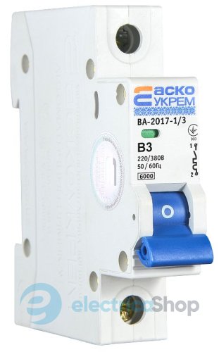 Автоматический выключатель ВА-2017/B 1P 3А АСКО, A0010170046