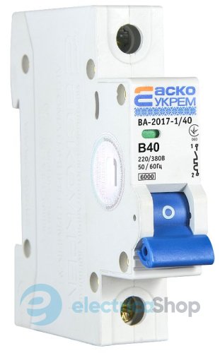 Автоматичний вимикач ВА-2017/B 1р 40А АСКО, A0010170055