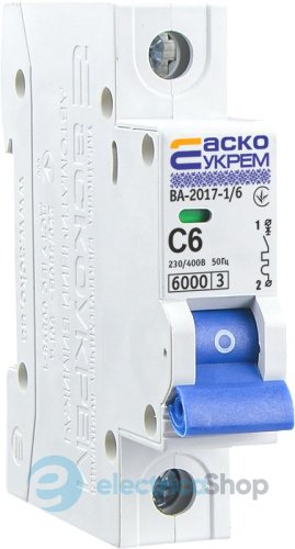 Автоматический выключатель ВА-2017/C 1P 6А АСКО, A0010170001