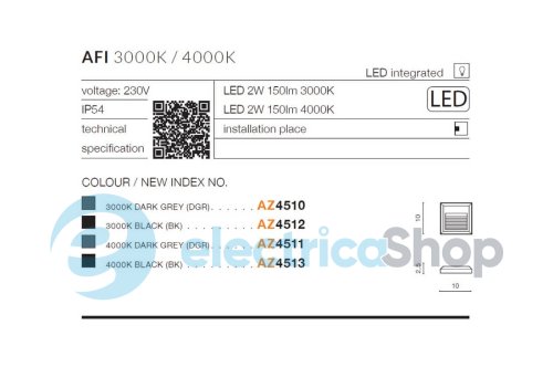 Вуличний настінний світильник Azzardo AFI IP54 BK 3000K AZ4512