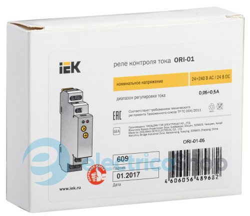 Реле тока ORI-01 0,05-0,5 А. 24-240V AC / 24V DC UEK