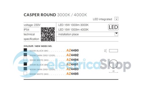 Вуличний світильник Azzardo CASPER ROUND IP54 AZ4493 4000K