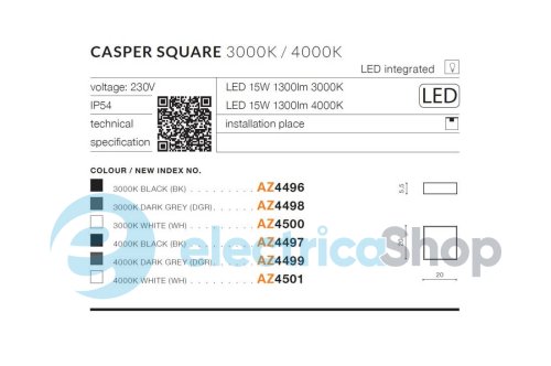 Вуличний світильник Azzardo CASPER SQUARE IP54 AZ4498 3000K