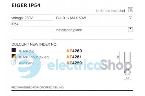 Точечный светильник Azzardo EIGER IP54 WH AZ4259