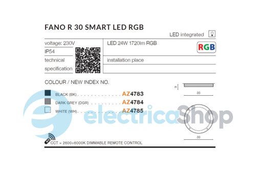 Вуличний світильник Azzardo FANO R30 SMART RGB IP54 AZ4785 з пультом ДК
