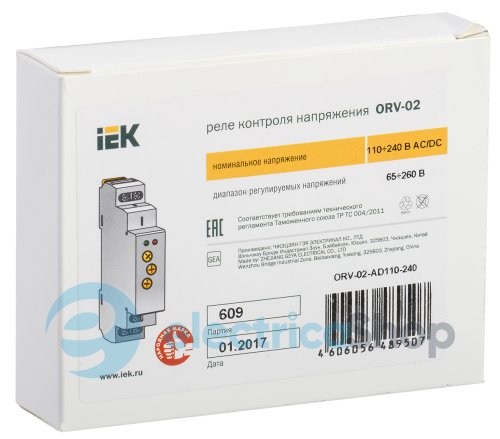 Реле контроля напряжения ORV-02 1 фаза 110-240В AC/DC UEK