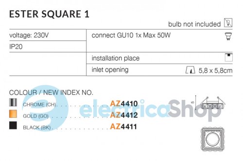 Точечный светильник Azzardo ESTER SQUARE 1 AZ4410