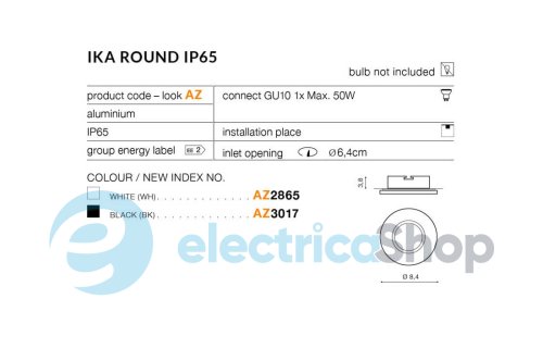 Точечный светильник Azzardo IKA ROUND IP65 AZ3017