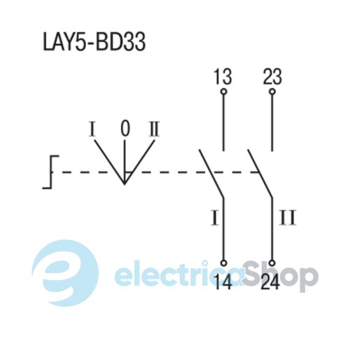 Перемикач LAY5-BD33 3 положення "I-0-II" стандарт ручка IEK