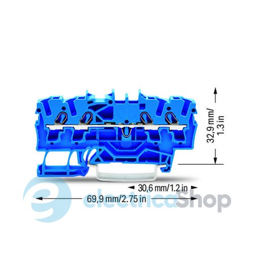 Клема 2002-1404 TOP JOB S 4-пров din 35 2.5(4)мм Qмм колір синій (упаковка 100шт)