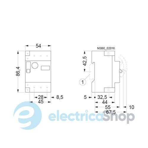 Автоматический выключатель защиты двигателя MSP0-0,6 (0,12-0,18 kW, 0.4-0.6A) ETI 4646618
