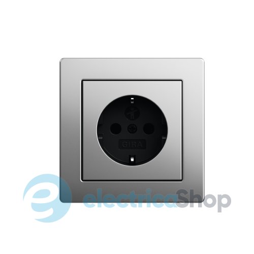 Розетка із з/к 16А/250V та шторками, System 55 Gira 4453600, сталь