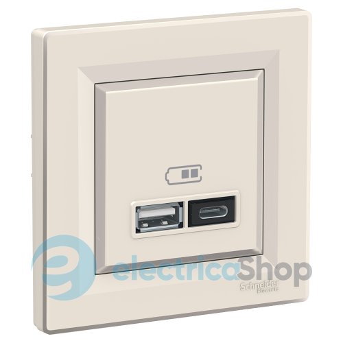 Розетка USB тип А+С 2,4А Schneider Electric Asfora EPH2700323 крем