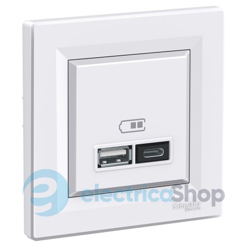 Розетка USB тип А+С 2,4А Schneider Electric Asfora EPH2700321 белая