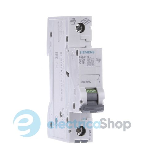 Автоматичний вимикач SIEMENS 230/400V 6кА, 1-пол.,C, 16A (5SL6116-7)
