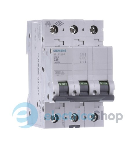 Автоматичний вимикач SIEMENS 400V 6кА, 3-пол.,C, 25A (5SL6325-7)