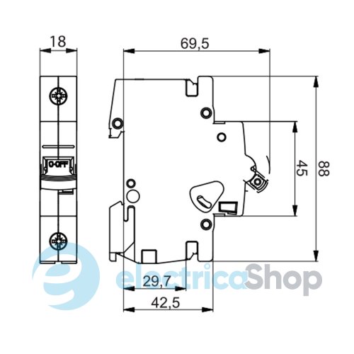 Автоматический выключатель ETIMAT P10 DC 1p C 40A 10kA ETI 264001106