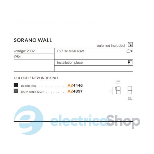 Уличный светильник Azzardo Sorano Wall IP54 AZ4357